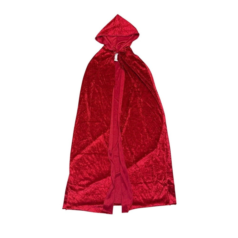 Red Velvet Hooded Cape Cloak One Size Little Red Riding Hood Halloween Costume